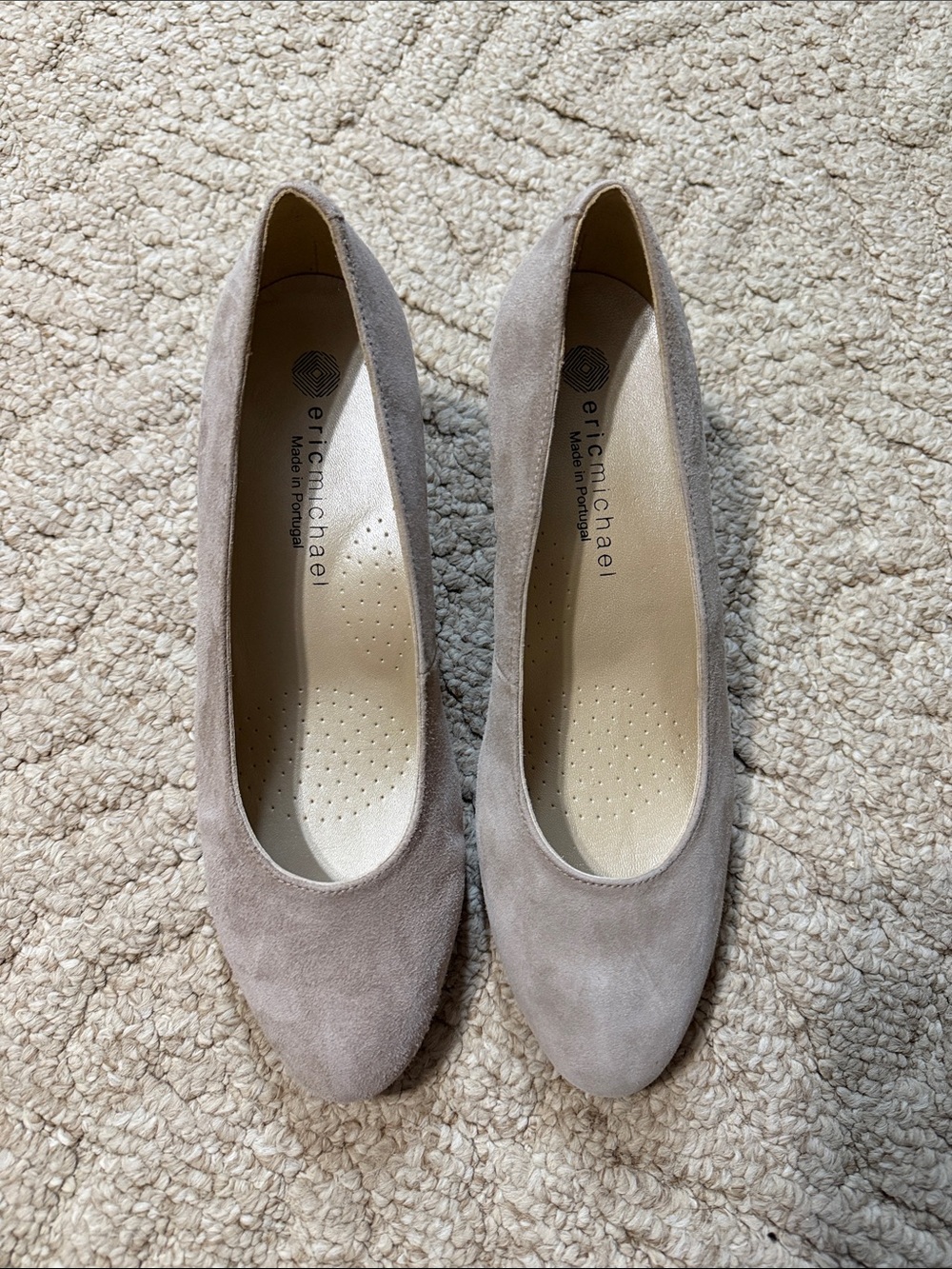 Eric Michael Taupe Suede Rounded Toe Pumps